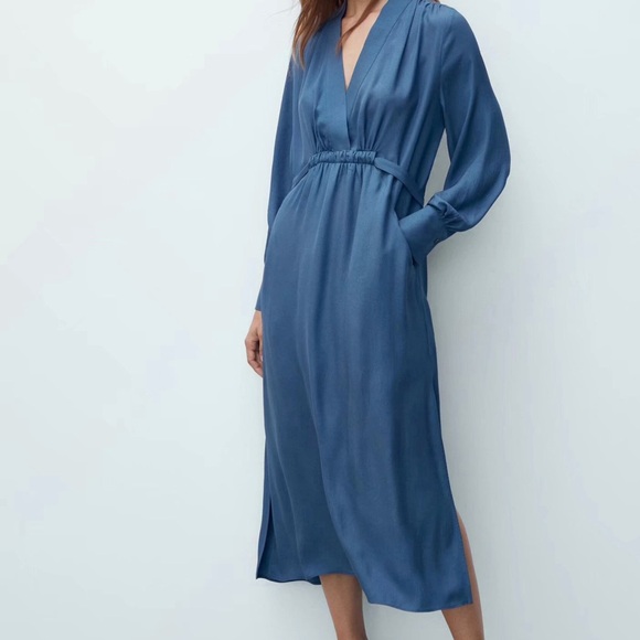 Massimo Dutti Blue Long Sleeve Dress - Picture 5 of 7